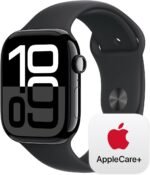 Apple Watch Series 10 [GPS 46mm] with Jet Black Aluminium Case with Black Sport Band - M/L. Fitness Tracker, ECG App, Always-On Retina Display, Water Resistant with AppleCare+...