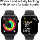 Apple Watch Series 10 [GPS 46mm] with Jet Black Aluminium Case with Black Sport Band - M/L. Fitness Tracker, ECG App, Always-On Retina Display, Water Resistant with AppleCare+...
