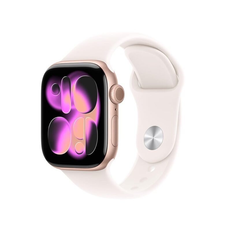 Apple Watch Series 11 [GPS 42mm] Smartwatch with Rose Gold Aluminum Case with Light Blush Sport Band - S/M. Sleep Score, Fitness Tracker, Health Monitoring, Always-On Display,...