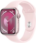 Apple Watch Series 9 [GPS + Cellular 45mm] Silver Aluminum Case with Storm Blue Sport Band S/M (Renewed Premium)
