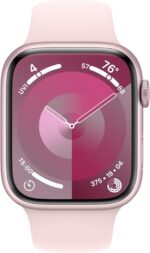 Apple Watch Series 9 [GPS + Cellular 45mm] Silver Aluminum Case with Storm Blue Sport Band S/M (Renewed Premium)