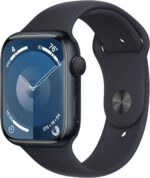 Apple Watch Series 9 [GPS + Cellular 45mm] Silver Aluminum Case with Storm Blue Sport Band S/M (Renewed Premium)