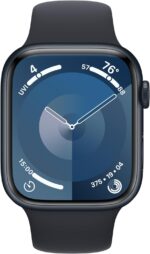 Apple Watch Series 9 [GPS + Cellular 45mm] Silver Aluminum Case with Storm Blue Sport Band S/M (Renewed Premium)