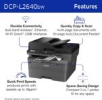 Brother DCP-L2640DW Wireless Compact Monochrome Multi-Function Laser Printer with Copy and Scan, Duplex, Mobile, Black & White | Includes Refresh Subscription Trial(1), Works...