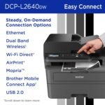 Brother DCP-L2640DW Wireless Compact Monochrome Multi-Function Laser Printer with Copy and Scan, Duplex, Mobile, Black & White | Includes Refresh Subscription Trial(1), Works...