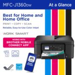Brother Work Smart 1360 Wireless Color Inkjet All-in-One Printer with Automatic Duplex Printing and 1.8” Color Display | Includes Refresh Subscription Trial(1) (MFC-J1360DW)...