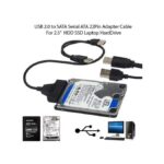 Câble USB 2.0 vers SATA, boîtier de disque dur externe de 2,5 pouces pour disques SSD, adaptateur de disque dur - Noir