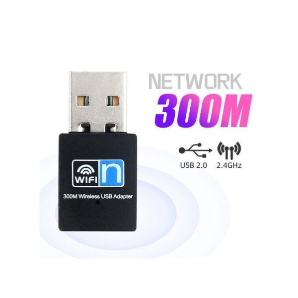 Clé Usb Wifi Sans Fil Adaptateur - USB 300 Mbps - Dual Band Avec Antenne Intégrée -Noir