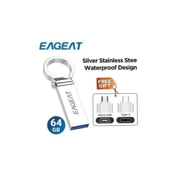 EAGEAT Clé USB 64 Go Métal OTG Micro USB Type-C