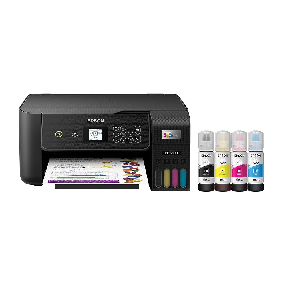 Epson EcoTank ET-2800 Wireless Color All-in-One Cartridge-Free Supertank Printer with Scan and Copy – The Ideal Basic Home Printer - Black, Medium Epson EcoTank ET-2800 Wireless Color All-in-One Cartridge-Free Supertank Printer with Scan and Copy – The Ideal Basic Home Printer - Black, Medium