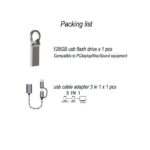 GUEETON 128 GB Metal Usb Flash Drive Adapter Cable 2 In 1 Set