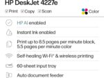 HP DeskJet 4227e Wireless All-in-One Color Inkjet Printer, Scanner, Copier, Best-for-Home, 3 Month Instant Ink Trial Included, AI-Enabled (6W7F0A)