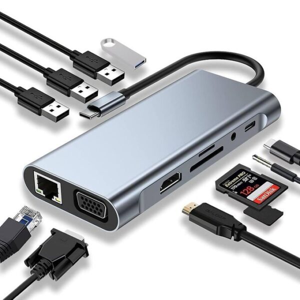 HUB USB C, adaptateur USB C 11 en 1