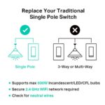 Kasa Matter Smart Light Switch: Voice Control w/Siri, Alexa & Google Assistant, UL Certified, Timer & Schedule, Easy Guided Install, Neutral Wire Required, Single Pole, 2.4GHz...