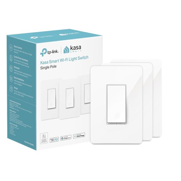 Kasa Smart Light Switch HS200P3, Single Pole, Needs Neutral Wire, 2.4GHz Wi-Fi Light Switch Compatible with Alexa and Google Home, UL Certified, No Hub Required, 3 Count -Pack...