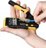 Klein Tools VDV226-110 Ratcheting Modular Data Cable Crimper / Wire Stripper / Wire Cutter for RJ11/RJ12 Standard, RJ45 Pass-Thru Connectors