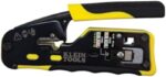 Klein Tools VDV226-110 Ratcheting Modular Data Cable Crimper / Wire Stripper / Wire Cutter for RJ11/RJ12 Standard, RJ45 Pass-Thru Connectors