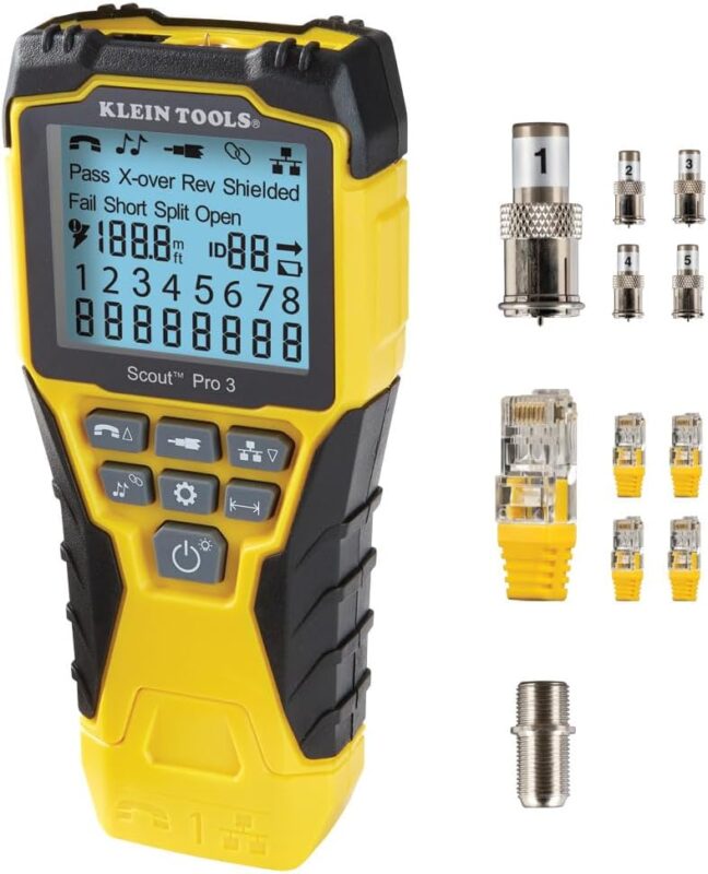 KLEIN TOOLS VDV501-851 Cable Tester Kit with Scout Pro 3 for Ethernet / Data, Coax / Video and Phone Cables, 5 Locator Remotes