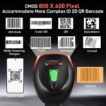 KUIIYER Wireless Barcode Scanner, 2D QR 1D Bar Code Scanners Handheld Barcode Reader with Updated 800 X 600 Pixel CMOS & Built-in Light, Plug & Play for Computers, PC, Laptop,...