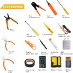 LEATBUY Network Crimp Tool Kit for RJ45/RJ11/RJ12/CAT5/CAT6/Cat5e/8P, Professional Crimper Connector Stripper Cutter, Computer Maintenance Lan Cable Pliers Tester Soldering Iron...