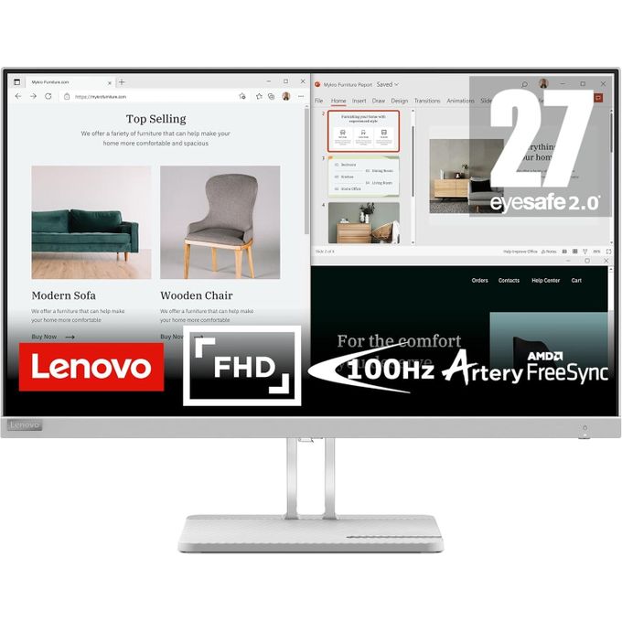 Lenovo Ecran Moniteur Full HD 27 Pouces 1920 X 1080 100 Hz Antireflet HDMI