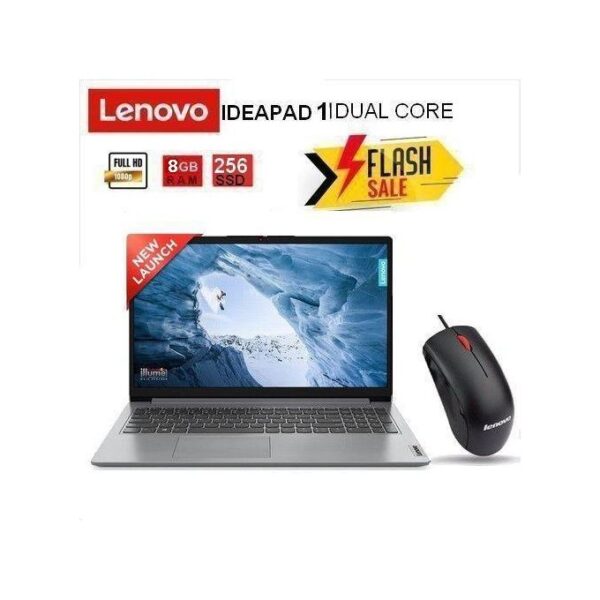 Lenovo LENOVO IDEAPAD 1 – WINDOWS 11 – PACK OFFICE - DUAL CORE – RAM 8Go – 256 SSD – Ecran 15,6 » GRIS – Souris Offert - Garantie 12 Mois