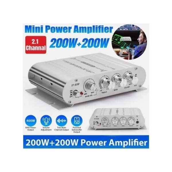 Mini Amplificateur Hi-Fi Numérique 2.1CH Subwoofer Audio Stéréo