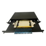 Netlink Tiroir Optique Coulissant 19 Pouces, 1U Pour 24 Fibres SC Avec 12 Traversées SC En Monomode