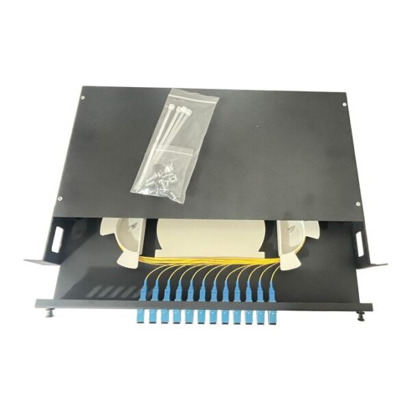 Netlink Tiroir Optique Coulissant 19 Pouces, 1U Pour 24 Fibres SC Avec 12 Traversées SC En Monomode