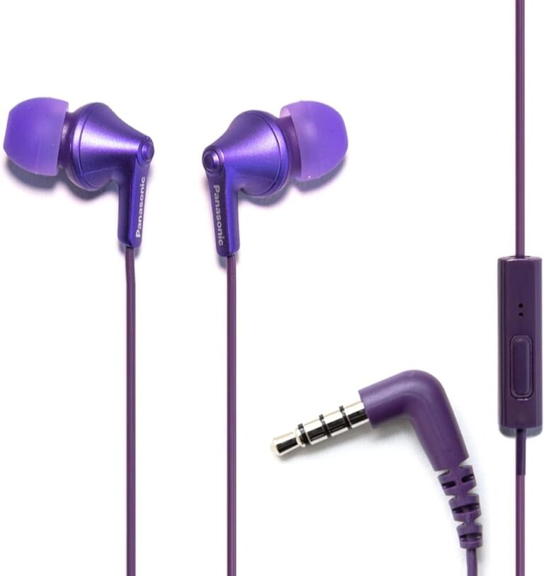Panasonic ErgoFit Wired Earbuds With Microphone, 3.5mm Jack Headphones with Mic and Call Controller, Ergonomic Custom-Fit Earpieces (S/M/L), for Phones and Laptops -...