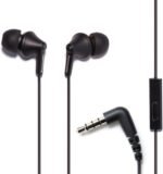 Panasonic ErgoFit Wired Earbuds With Microphone, 3.5mm Jack Wired Headphones with Mic and Call Controller, Ergonomic Custom-Fit Earpieces (S/M/L), for Phones and Laptops -...