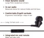 Panasonic ErgoFit Wired Earbuds With Microphone, 3.5mm Jack Wired Headphones with Mic and Call Controller, Ergonomic Custom-Fit Earpieces (S/M/L), for Phones and Laptops -...
