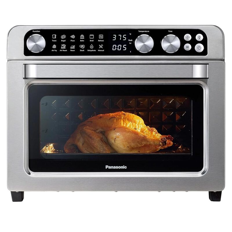 Panasonic FlashXpress Family Size Air Fryer Toaster Oven Combo, 11 Cooking Functions, 1800W PFAS-Free, Double Infrared Heating, Temperature Control Dial, Stainless Steel - NB-G211P