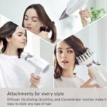 Panasonic Nanoe Salon Hair Dryer with Oscillating QuickDry Nozzle, Blow Dryer with Diffuser and Concentrator Attachments, 3 Speed Heat Settings for Easy Styling and Healthy Hair...