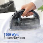 Panasonic NI-WL700A Cordless Steam/Dry Iron, 1500W Wide Stainless Steel Plate, Black/Dark Blue