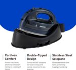 Panasonic NI-WL700A Cordless Steam/Dry Iron, 1500W Wide Stainless Steel Plate, Black/Dark Blue