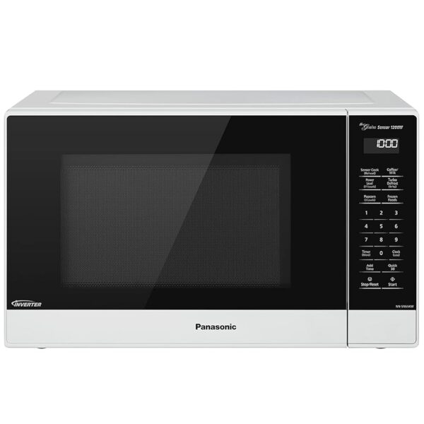 Panasonic NN-SN65KW Microwave Oven with Inverter Technology, 1200W, 1.2 cu.ft. Small Genius Sensor One-Touch Cooking, Popcorn Button, Turbo Defrost-NN-SN65KW-(White)