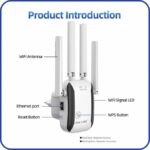Répéteur WiFi Sans Fil, 300Mbps, 2,4 GHz, Amplificateur De Signal, Prolongateur Longue Portée - EU