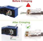 RJ45 Crimp Tool Kit Pass Thru Ethernet Crimper for Cat5e Cat6 Cat6a 8P8C Modular Connectors, All-in-One Cat6 Crimping Tool and Tester(9V Battery Not Included)