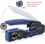 RJ45 Crimp Tool Kit Pass Thru Ethernet Crimper for Cat5e Cat6 Cat6a 8P8C Modular Connectors, All-in-One Cat6 Crimping Tool and Tester(9V Battery Not Included)