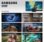 SAMSUNG 55-Inch Class OLED S95F 4K Glare Free Smart TV (2025 Model) NQ4 AI Gen3 Processor, OLED HDR Pro, Motion Xcelerator 164Hz, Dolby Atmos, Samsung Vision AI, Alexa Built-in