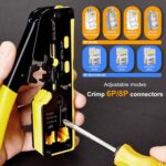Solsop Pass Through RJ45 Crimp Tool Kit All-in-One Ethernet Crimper Cat7 Cat6 Cat5 Crimping Tool with Network Cable Tester, 50-Pack Cat6 RJ45 Pass Through Connector, 50-Pack...