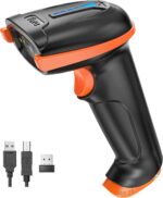 Tera Barcode Scanner Wireless 1D Laser Cordless Barcode Reader with Battery Level Indicator, Versatile 2 in 1 2.4Ghz Wireless and USB 2.0 Wired