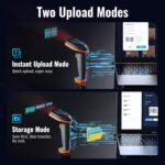 Tera Barcode Scanner Wireless 1D Laser Cordless Barcode Reader with Battery Level Indicator, Versatile 2 in 1 2.4Ghz Wireless and USB 2.0 Wired