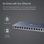 TP-Link 16 Port Gigabit Ethernet Network Switch, Desktop/ Wall-Mount, Fanless, Sturdy Metal w/ Shielded Ports, Traffic Optimization, Unmanaged (TL-SG116)