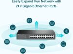 TP-Link 24 Port Gigabit Switch Easy Smart Managed Plug & Play Desktop/Rackmount Sturdy Metal w/ Shielded Ports Support QoS, Vlan, IGMP & LAG (TL-SG1024DE),Black