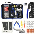 VCELINK RJ45 Crimp Tool, All-In-One Ethernet Pass Through Crimper for CAT7 CAT6A CAT6 CAT5e CAT5 Ethernet Connectors by Screw Adjustment (Kit-with Punch down Tool)