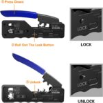 VCELINK RJ45 Crimp Tool, All-In-One Ethernet Pass Through Crimper for CAT7 CAT6A CAT6 CAT5e CAT5 Ethernet Connectors by Screw Adjustment (Kit-with Punch down Tool)