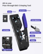 VCELINK RJ45 Crimp Tool, All-In-One Ethernet Pass Through Crimper for CAT7 CAT6A CAT6 CAT5e CAT5 Ethernet Connectors by Screw Adjustment (Kit-with Punch down Tool)