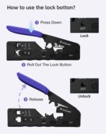 VCELINK RJ45 Crimp Tool, All-In-One Ethernet Pass Through Crimper for CAT7 CAT6A CAT6 CAT5e CAT5 Ethernet Connectors by Screw Adjustment (Kit-with Punch down Tool)